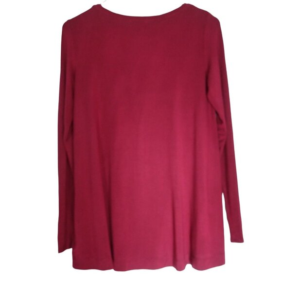 Old Navy Blouse Womens Extra Small Burgundy Tunic Long Sleeve Crew Neck Relaxed - Picture 4 of 10